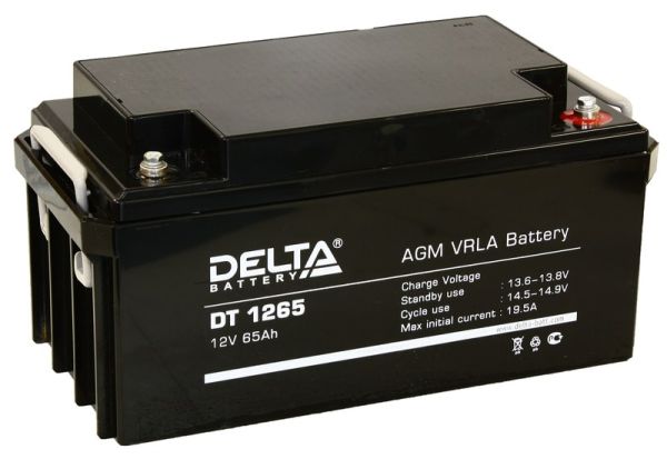 Аккумулятор для ИБП Delta Battery DT 1265 65А/ч-12Vст EN19 европейская обратная 350x166x190